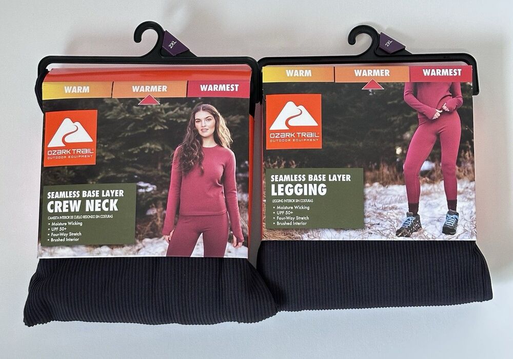 Ozark Trail Womens XXL Thermal Base Layer Set Top Leggings Black Warm